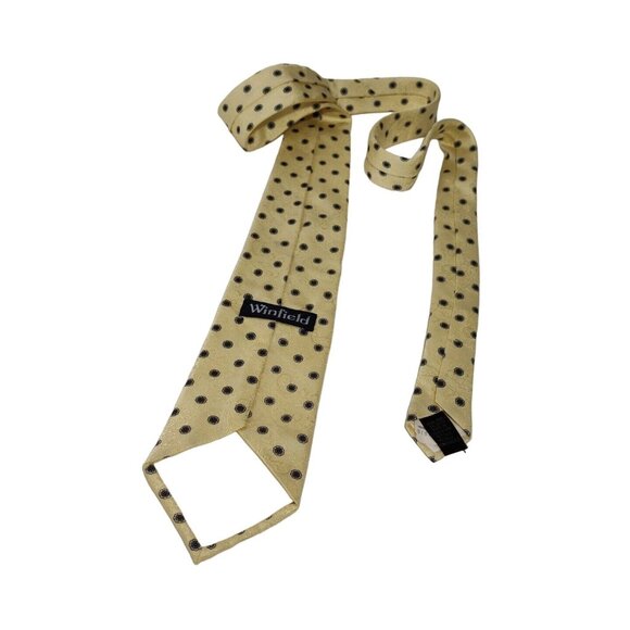 Vintage Winfield Yellow Blue Men Silk Tie Necktie Paisley Flower Work Business - Picture 4 of 7